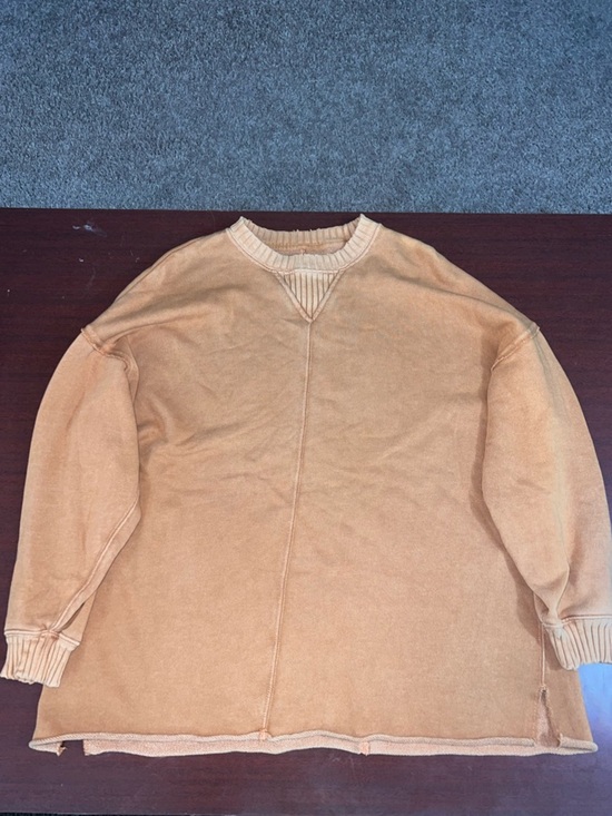 aerie Tops - aerie distressed Crewneck Sweater in Tan